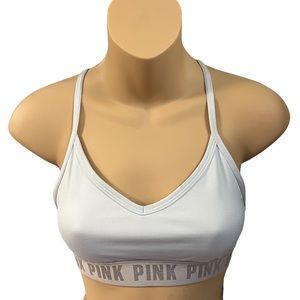 Pink Victoria’s Secret Active Bra Lightly Lined Sports Size XS Silver and Nude